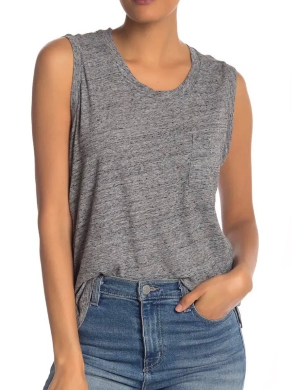 Madewell Heather Gray V-Neck Cotton Tank 100% Cotton